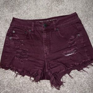 American Eagle Stretch Maroon Shorts